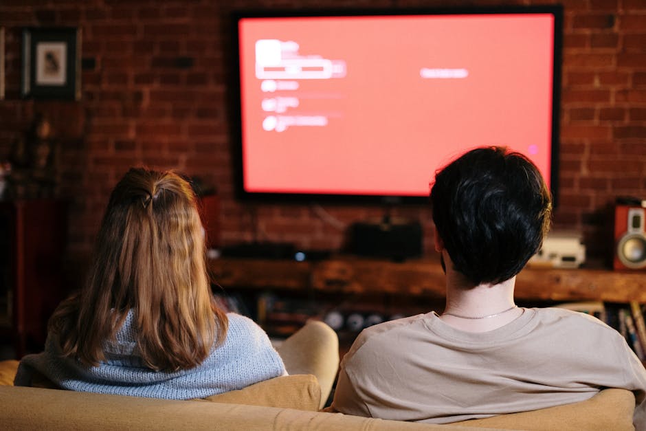 smart tv interface on modern television licensed stock photo